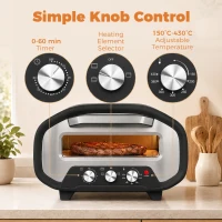 HOMCOM Electric Pizza Oven, Pizza Maker with 3 Knob Control and Ceramic Stone, Viewing Window, 2200W(m-5)