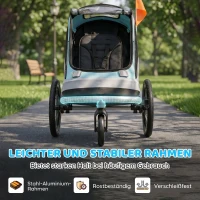 AIYAPLAY 2 in 1 Fahrradanhänger & Buggy Faltbar Kinderfahrradanhänger mit 5-Punkt Gurt Reflektoren 16-Zoll-Luftreifen Bremse(m-5)