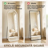 HOMCOM Oglindă  de Podea 160x60 cm, cu Arcadă, Ramă din Flanelă, Alb Crem(m-7)