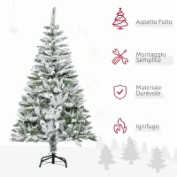 HOMCOM Albero di Natale Innevato Alto 150 cm con 358 Rami Ignifughi e Base in Acciaio, Verde(m-4)