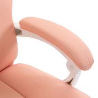 HOMCOM Cadeira de Escritório Ergonómica, Poltrona de Escritório Reclinável em Couro Sintético Adequado para Animais, Altura Regulável, Rosa(m-9)