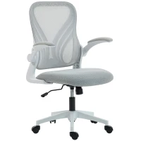 HOMCOM Chaise bureau ergonomique, fauteuil de bureau maille, dossier rabattable, accoudoirs relevables, 73x62x101-111cm, gris(m-12)