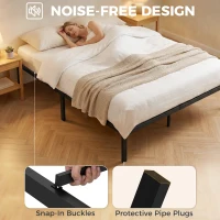 HOMCOM 5ft King Bed Frame with Underbed Storage, Metal Platform Bed Frame with Steel Slat Support, No Box Spring Needed(m-7)