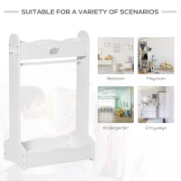 HOMCOM Kids Clothes Rail Wooden Hanging Rack with Storage Shelves Children Garment Freestanding Wardrobe for 3-8 Years Toddler, White(m-6)