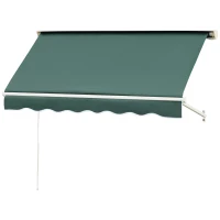 Outsunny Toldo Manual Retráctil de Aluminio Toldo para Exterior Toldo de Balcón Ángulo Ajustable Impermeable Anti-UV Tela de Poliéster 180x70cm Verde(m-12)