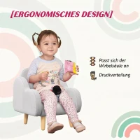 ZONEKIZ Fotoliu pentru Copii până la 3 Ani cu Brațe cu Model de Nor din Material Textil, 46x51x55cm, Gri(m-6)