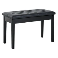 HOMCOM Klavierhocker, Klavierbank mit Verstecktem Stauraum, Klavierstuhl mit Kunstleder Kissen, Pianobank, Massivholz Keyboardbank für Piano, Keyboard, 76 x 36 x 50 cm, Schwarz(m-1)