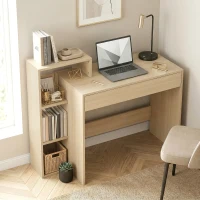 HOMCOM Bureau avec rangement, bureau d'ordinateur avec 3 étagères de rangement et tiroir, 100 x 40 x 90 cm, bois naturel(m-9)