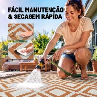 Outsunny Tapete de Exterior Reversível de Plástico Impermeável para para Varanda Pátio Campismo Praia 182x274cm Marrom e Branco(m-5)