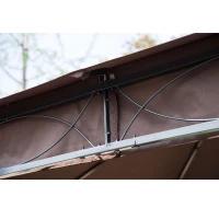 Outsunny 3 x 3(m) Garden Gazebo, Outdoor Gazebo Canopy Shelter with Curtains and Steel Frame for Lawn, Yard and Deck, Coffee(m-4)