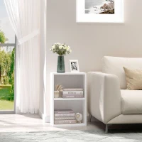 HOMCOM Libreria Bassa in Legno, Mobiletto Multiuso Design Moderno Bianco con Ripiano Regolabile 40x24x61cm(m-2)