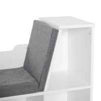 HOMCOM 6 Cube Bookcase with Cushioned Seat, Cube Storage Shelf, Bookshelf Organizer for Study, Reading Corner, White(m-10)