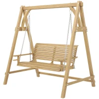 Outsunny Balancelle de Jardin 2 Places dim. 1,8L x 1,2l x 1,85H m accoudoirs Supports Verres Bois de mélèze pré-huilé(m-10)
