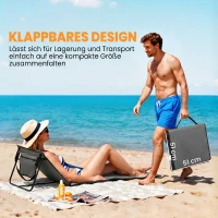 Outsunny Lot de 2 tapis de plage rembourré dossier inclinable multi-positions acier polyester gris(m-6)