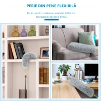 HOMCOM stergator Telescopic 3.5 m – Cap Pliabil Microfibra pentru Praful inalt(m-4)