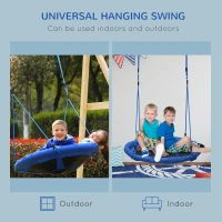 HOMCOM Kid Nest Swing Seat Saucer Tree Swing 40 Inch/100cm for Outdoor Indoor Blue(m-5)