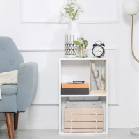 HOMCOM Libreria Bassa in Legno, Mobiletto Multiuso Design Moderno Bianco con Ripiano Regolabile 40x24x61cm(m-7)