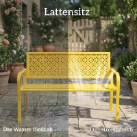 Outsunny Gartenbank 2-Sitzer Metall wetterfest Outdoor Sitzbank mit rostbeständiger Rückenlehne, Geometrisch bis 240 kg(m-8)
