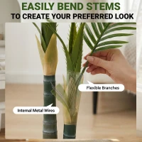 HOMCOM Artificial Palm Tree with 16 PEVA Leaves, 150cm Decorative Artificial Plant with Pot and Moss Effect, Green(m-6)
