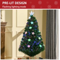 HOMCOM 4FT Prelit Artificial Christmas Tree Fibre Optic Star LED Light Holiday Home Xmas Decoration with LED Light for Indoor Party, Green(m-5)