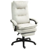 Vinsetto Silla de Escritorio con Masaje Altura Ajustable Respaldo Reclinable Reposapiés Giratoria 360° Crema(m-1)