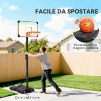 SPORTNOW Canestro Basket per Adulti, Altezza Regolabile 2.1-2.4 m, Ruote e Base Riempibile, Giallo(m-6)
