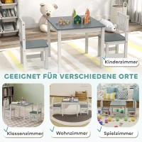 AIYAPLAY Kindertafel met 2 stoelen, 3-delige kinderset – MDF & vurenhout, 56 x 52 x 48 cm, grijs(m-7)