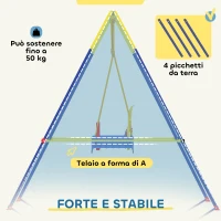 AIYAPLAY Altalena da Giardino per Bambini Regolabile con Schienale e Barriera, in Acciaio e PP, 128x155x157 cm, Blu(m-6)