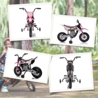 AIYAPLAY Moto elétrica infantil moto cross para crianças de 3 a 6 anos 2 motores 12V velocidade 5 km/h 109,5x60x72,5cm rosa(m-5)