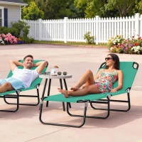 Outsunny Sdraio da Giardino Pieghevole con Schienale Reclinabile su 4 Posizioni, 188x56x28cm, Verde(m-10)