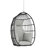 Outsunny Fauteuil suspendu, fauteuil œuf suspendu, panier pliable, coussins rembourrés, porte-gobelet, oreiller, gris foncé