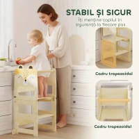 AIYAPLAY Turn Montessori pentru Copii 2-5 Ani cu Tablă și Măsuță, din Lemn, 57x39x93 cm, culoare Lemn(m-5)