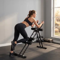 SPORTNOW Aparato de Abdominales Plegable con Pantalla LCD, Doble Riel, Espuma PVC, Marco de Acero, 92x41x83cm, Negro(m-4)
