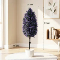 HOMCOM Set of 2 Artificial Lavender Flowers, Indoor Outdoor Fake Plants with Stakes, UV Resistant for Garden,  90 cm, Blue(m-3)