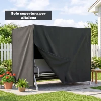 Outsunny Copertura per Dondolo da Giardino 3 Posti Impermeabile e Anti UV, 220x125x172 cm, Nero(m-7)