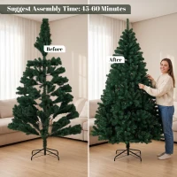 HOMCOM 7ft Artificial Christmas Tree, Fir Hinged Xmas Tree with 1100 Branch Tips, Foldable Steel Stand, Green(m-7)