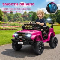 AIYAPLAY, mașină electrică 4x4 copii, telecomandă 2,4 GHz, 2 motoare 12 V, viteză reglabilă, muzică, lumini LED, negru(m-6)