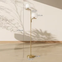 HOMCOM LED Floor Lamp, Modern Standing Lamp with 3 Colour Temperatures, Globe Glass Shades and Foot Switch, Gold Tone(m-3)