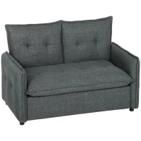 HOMCOM Canapé 2 places, canapé de salon moderne 131 cm avec assise rembourrée, coussins à ressorts, tissu en lin, gris foncé(m-13)