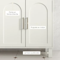 HOMCOM Meuble sous lavabo meuble de salle de bain avec placard à deux niveaux étagères réglables 90l x 30P x 63H cm crème(m-6)