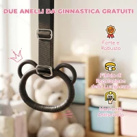 HOMCOM Sbarra Ginnastica Artistica per Bambini ad Altezza Regolabile con 2 Anelli, in Acciaio, 148x105x88-128 cm, Rosa(m-7)