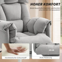 HOMCOM Bürostuhl Neigbar Höhenverstellbar Schreibtischstuhl mit Armlehne Fußstütze hoher Rückenlehne 75 x 77 x 110-118 cm Grau(m-5)