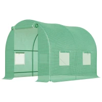 Outsunny Invernadero de Exterior 2,5x2x2 m Invernadero de Túnel con Cubierta de PE 140 g/m² para Cultivo Plantas Verduras Frutas en Jardín Terraza Verde(m-12)