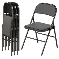 HOMCOM Lot de 4 chaises pliantes chaises de salle à manger portables cadre en acier 45 x 46 x 78 cm noir(m-18)