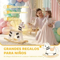 AIYAPLAY Caballito Balancín para Bebés Caballo Balancín con Base de Madera y Respaldo para Niños de 1,5 a 3 Años Negro y Blanco(m-7)