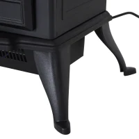 HOMCOM Electric Stove Heater with Realistic Flame Effect, 2000W Portable Indoor Freestanding Electric Fireplace with Adjustable Thermostat, Black(m-8)