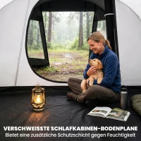 Outsunny Campingzelt Trekkingzelt Zelt, wetterbeständig, 2 Räume,  475 x 264  cm Breite x 172, Schwarz(m-5)