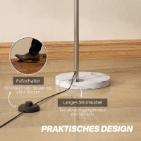HOMCOM Stehlampe, Bogen-Design mit Marmorsockel, 167 cm, Silber(m-7)