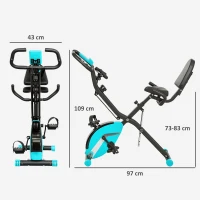SPORTNOW Bicicleta Estática Dobrável com Resistência Magnética de 8 Níveis Encosto Volante Ecrã LCD e Banda de Resistência 43x97x109 cm Verde(m-3)