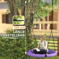 AIYAPLAY Nestschommel, Rond Tuinschommel, 150 kg Draagvermogen, Hoogteverstelbaar, Paars(m-6)